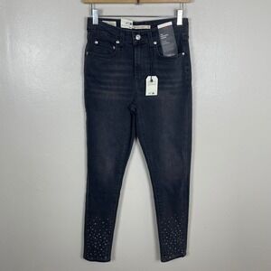 Levi's Women's 26 721 High-Rise Skinny Jeans Black Rhinestone Embellished NEW